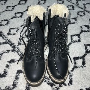 Fur Cuffed Combat Boots / Booties